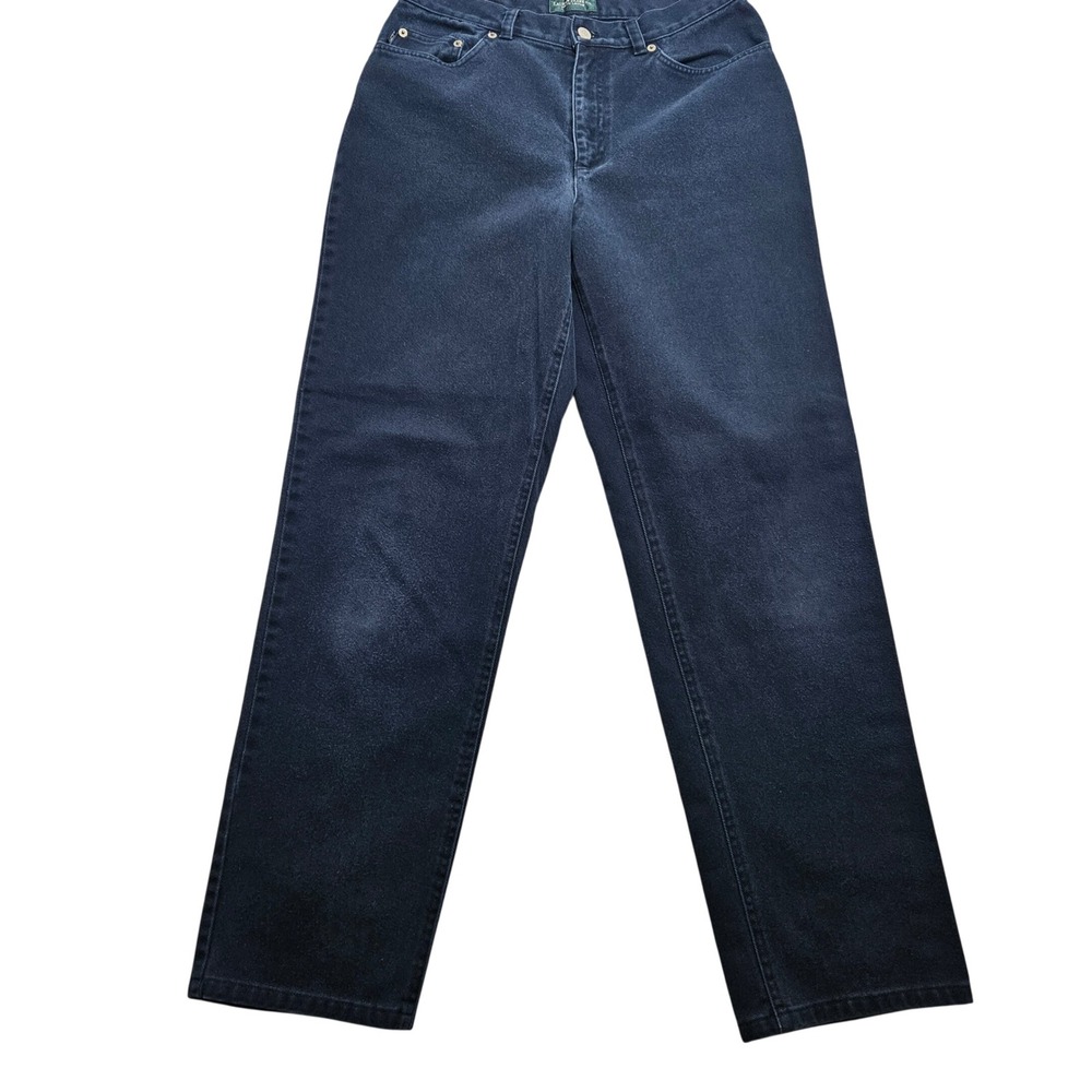 Lauren Jeans Co Ralph Lauren Womens 10 Dark Wash Straight Leg Cotton Denim Blue